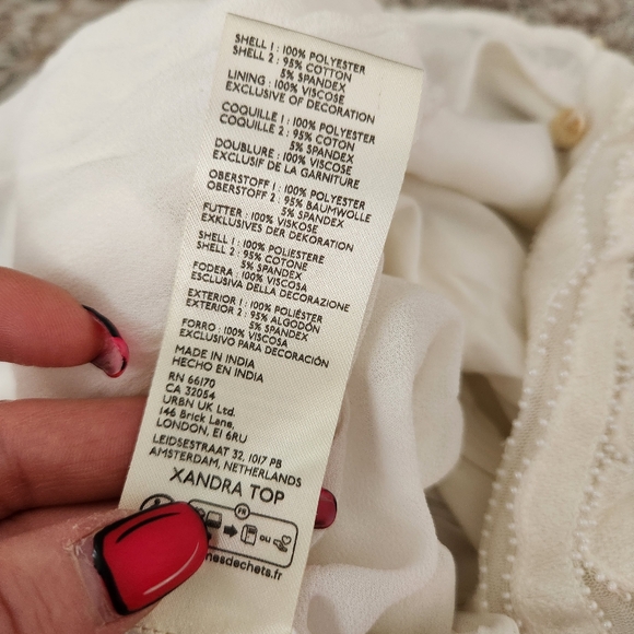 Free People Xandra Top in Ivory Strapless Beaded with Sequin Trim Women's Medium - Picture 9 of 13